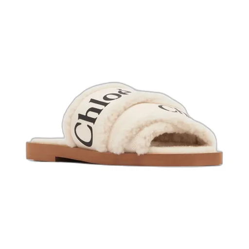 Chlo Woody Shearling Flat Sandals