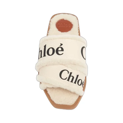 Chlo Woody Shearling Flat Sandals