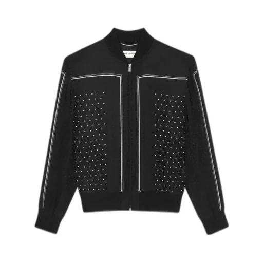 Polka-Dot Pattern Bomber Jacket