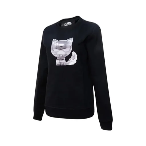 Black Round Neck Velvet Sweater