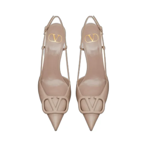 Valentino	Vlogo Plaque Pointed Toe Slingback Pumps
