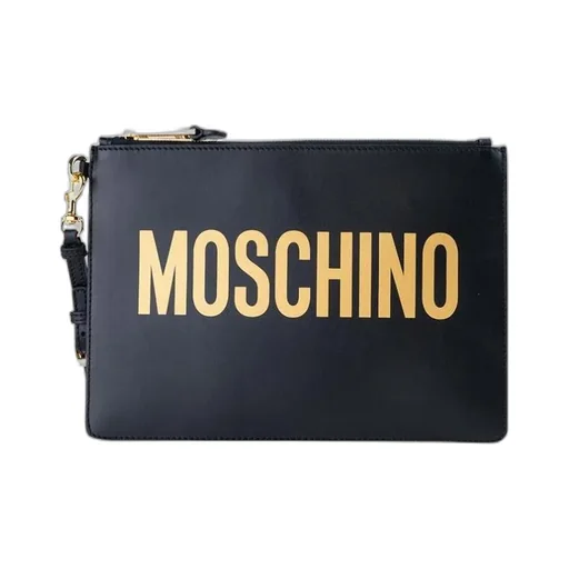 Black Logo Print Clutch