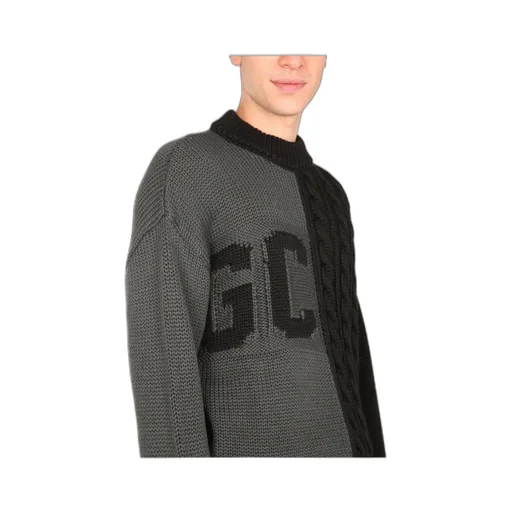 Gcds Logo Intarsia Cable Knit Sweater