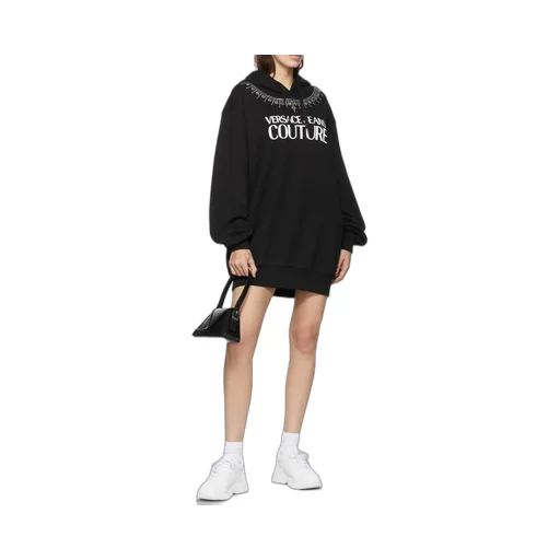 Studded Logo-Print Hoodie Dress