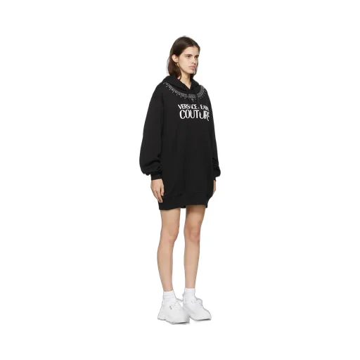 Studded Logo-Print Hoodie Dress