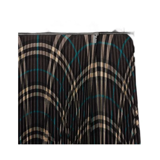 Burberry Checked Pleated Zip-Detailed Skirt