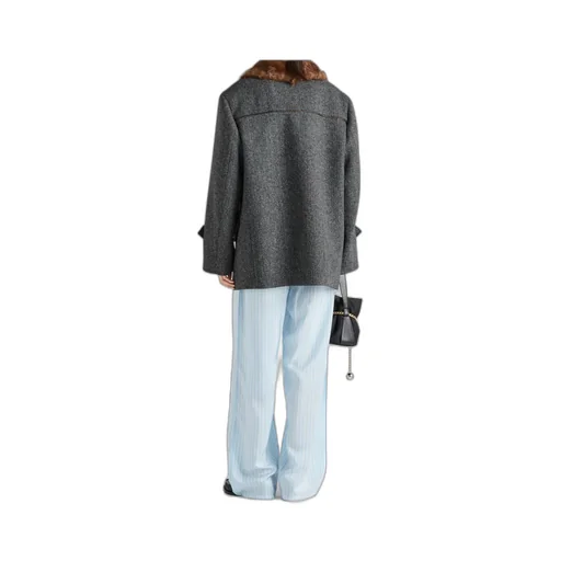 Double-Breasted Chevron Peacoat