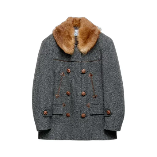 Double-Breasted Chevron Peacoat