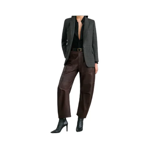 Mid-Rise Barrel Leg Lammleder-Hose Shon Leather