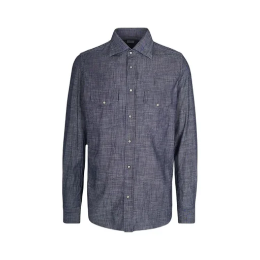 Eleventy Jewel Button Denim Shirt