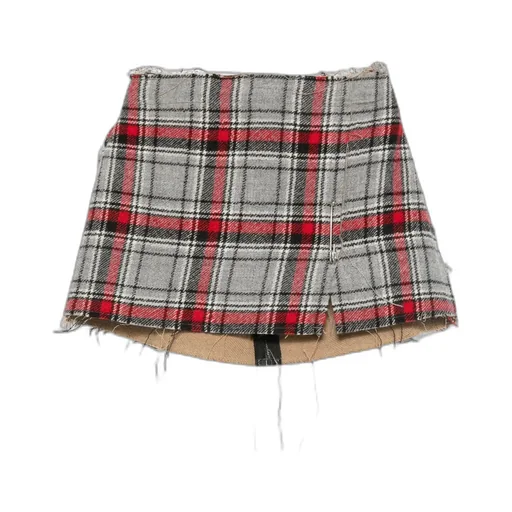 Plaid Frayed Mini Skirt