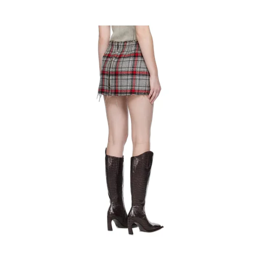 Plaid Frayed Mini Skirt