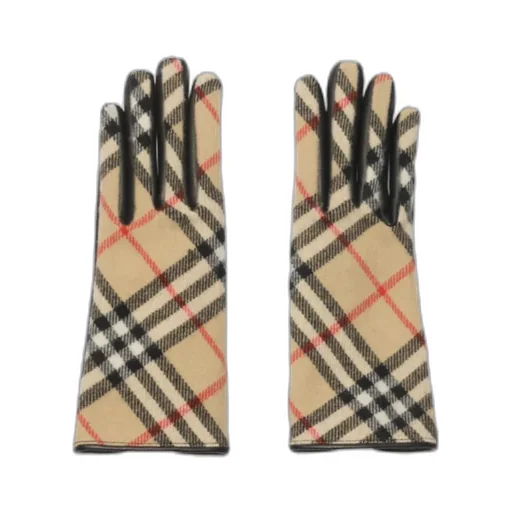 Check Wool Cashmere Gloves