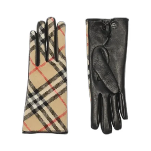 Check Wool Cashmere Gloves