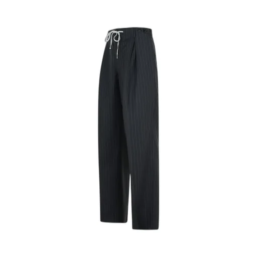 Maison Margiela Pinstripe Drawstring Pleated Trousers