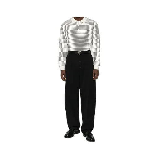 Striped Long-Sleeve Polo Shirt