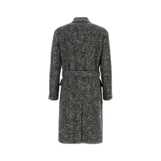 Canali Belted Textured Coat
