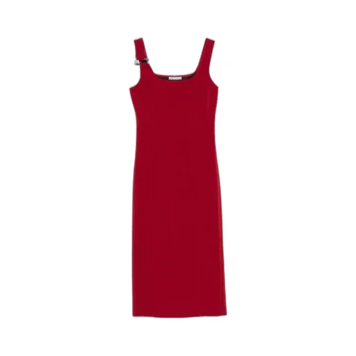 Buckle-Detail Fitted Dress