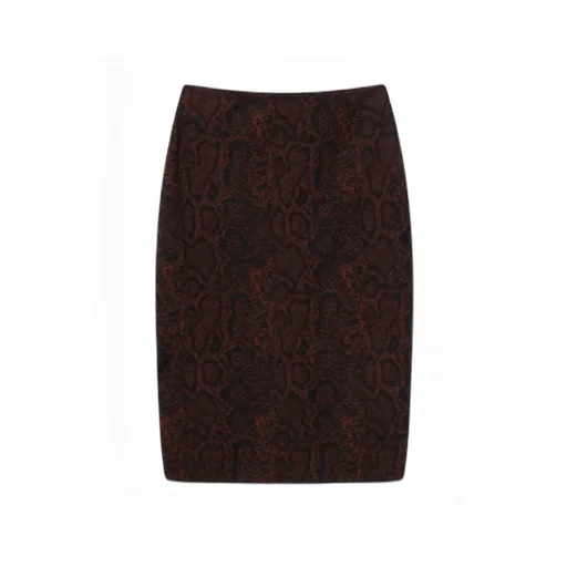 Snake Print Knit Midi Skirt