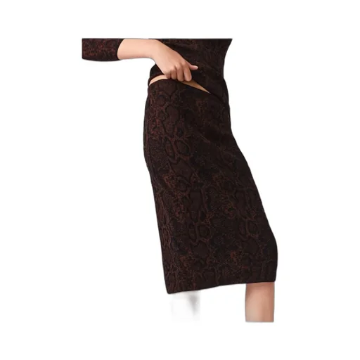 Snake Print Knit Midi Skirt