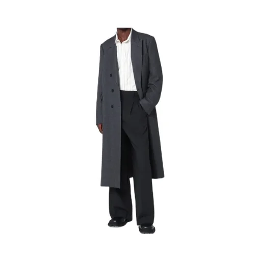 Grey Double-Breasted Wool Coat