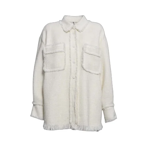 Msgm Long-Sleeved Fringed Edge Jacket