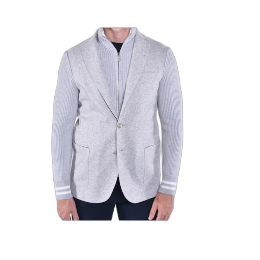 Eleventy Bi Mat Knit-Sleeve Blazer