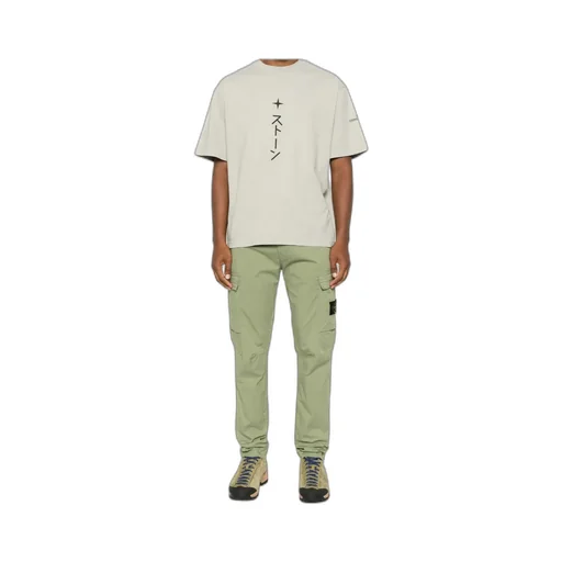 Stone Island Logo Patch Straight-Leg Trousers