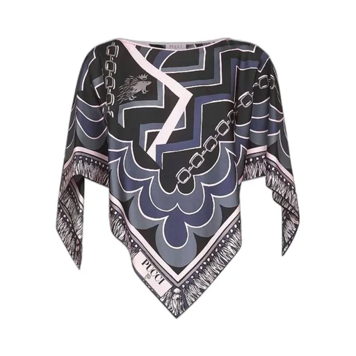 Pucci Frill-Sleeve Triangle-Hem Top