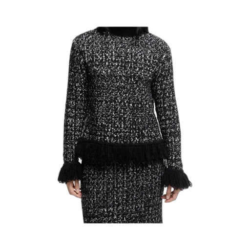 Fringe-Trim Wool Blend Sweater