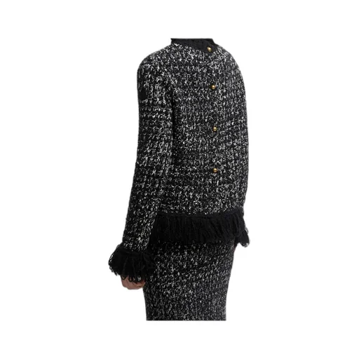 Fringe-Trim Wool Blend Sweater