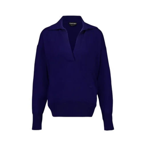 Polo V-Neck Cashmere Knit Top