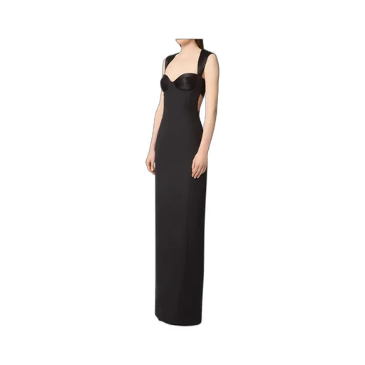 Satin-Panelled Open-Back Maxi Dress