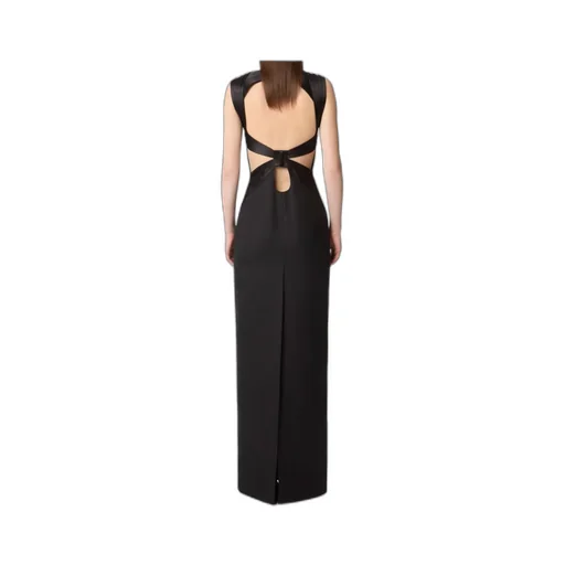 Satin-Panelled Open-Back Maxi Dress