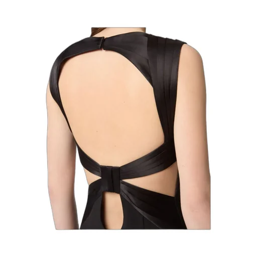Satin-Panelled Open-Back Maxi Dress