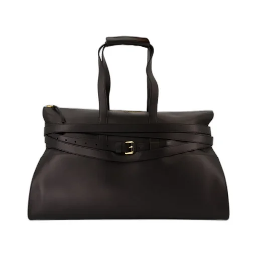 Belted Leather Tote Bag