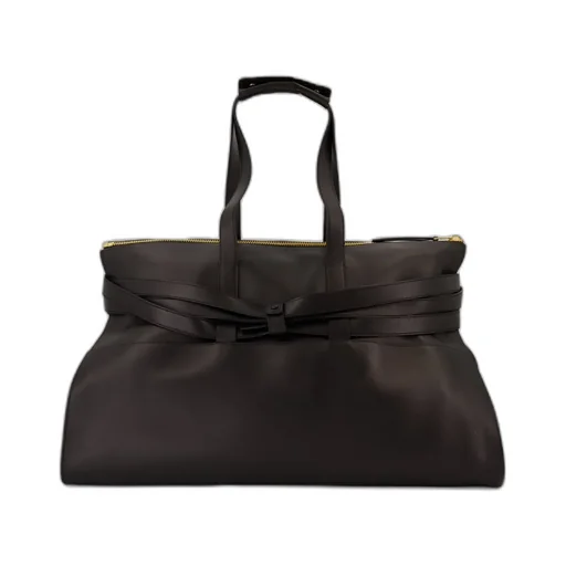 Belted Leather Tote Bag