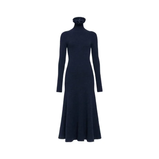 AlaÏA Tweed Knitted High-Neck Dress
