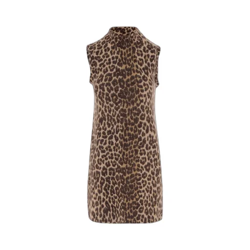Mini Dress In Leopard Cashmere