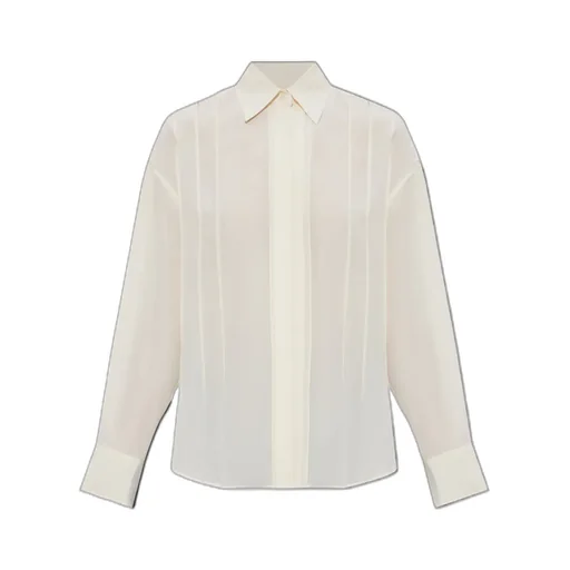 Pleated-Detail Silk Shirt