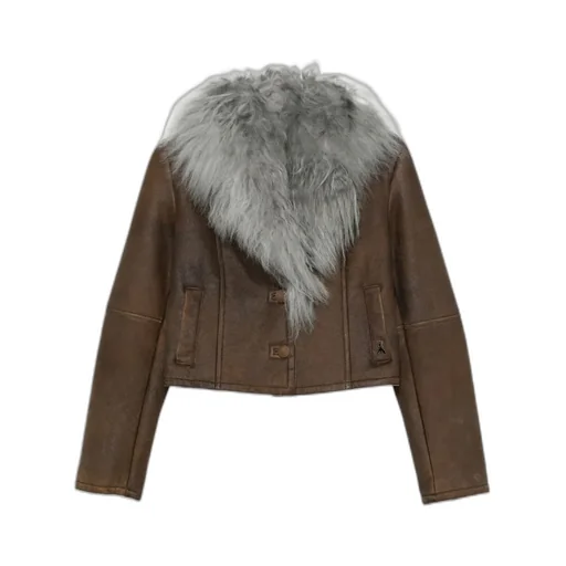 Sheepskin Fur-Collar Jacket