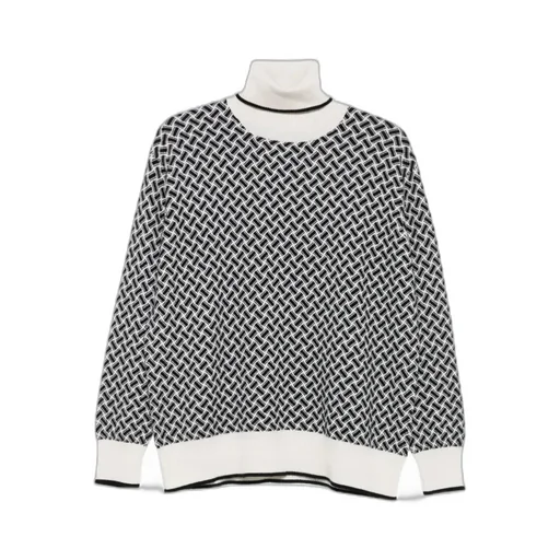 Geometric-Pattern Turtleneck Sweater
