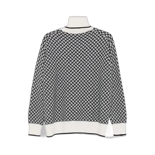 Geometric-Pattern Turtleneck Sweater