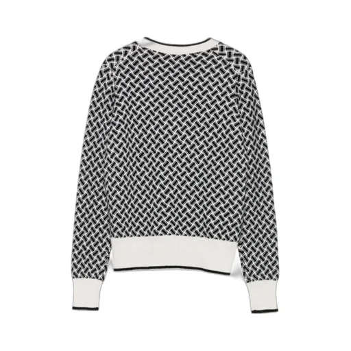 Geometric-Pattern V-Neck Cashmere Sweater