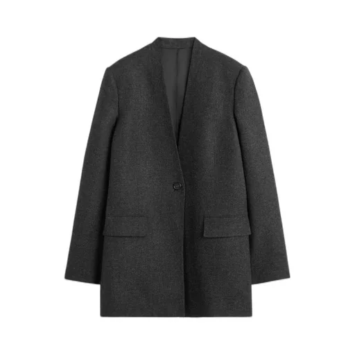 Totme Single-Buttoned V-Neck Cape Blazer