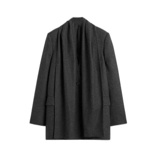 Totme Single-Buttoned V-Neck Cape Blazer