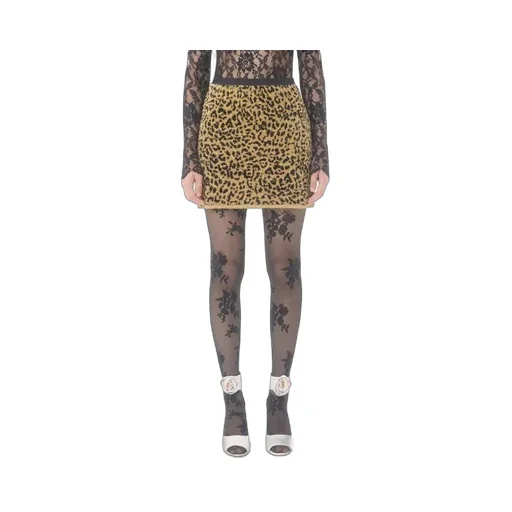 Leopard-Print Lurex Miniskirt
