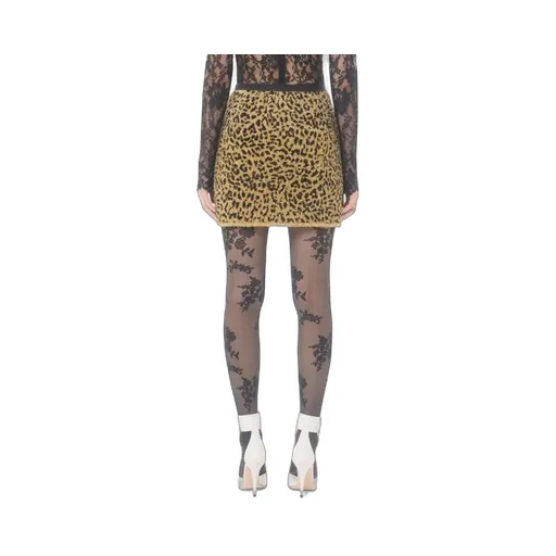 Leopard-Print Lurex Miniskirt