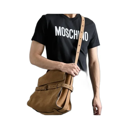 Belted Suede Messenger Bag