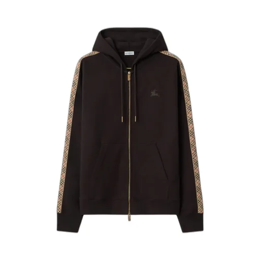 Check-Trimmed Zip Hoodie